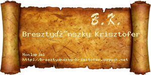 Bresztyánszky Krisztofer névjegykártya